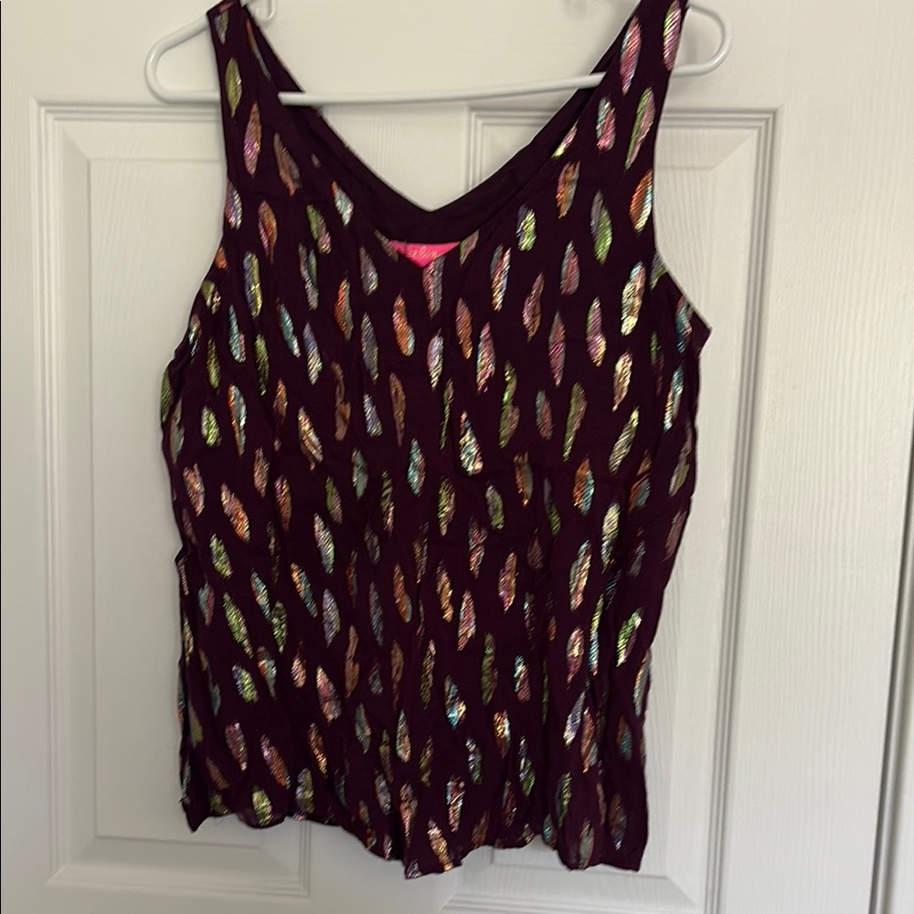 Lilly Pulitzer Metallic Clip Tank Top Blouse